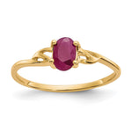 10k Polished 6x Oval Genuine July/ Ruby Birthstone Size 7 Ring