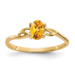 10k Polished 6x Oval Genuine November/ Citrine Birthstone Size 7 Ring