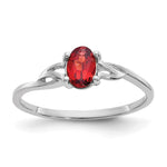 10k White Gold Polished 6x Oval Genuine January/ Garnet Birthstone Size 7 Ring