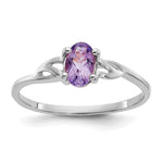 10k White Gold Polished 6x Oval Genuine February/ Amethyst Birthstone Size 7 Ring