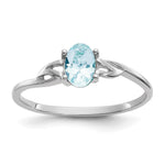 10k White Gold Polished 6x Oval Genuine March/ Aquamarine Birthstone Size 7 Ring