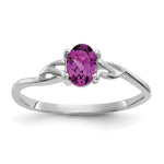 10k White Gold Polished 6x Oval Genuine June/ Rhodolite Garnet Birthstone Size 7 Ring