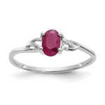 10k White Gold Polished 6x Oval Genuine July/ Ruby Birthstone Size 7 Ring