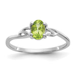 10k White Gold Polished 6x Oval Genuine August/ Peridot Birthstone Size 7 Ring