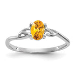 10k White Gold Polished 6x Oval Genuine November/ Citrine Birthstone Size 7 Ring