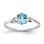 10k White Gold Polished 6x Oval Genuine December/ Blue Topaz Birthstone Size 7 Ring