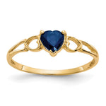 10k Polished Heart Genuine September/ Sapphire Birthstone Size 7 Ring