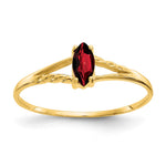 10k Polished 6x Marquise Genuine January/ Garnet Birthstone Size 7 Ring