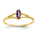 10k Polished 6x Marquise Genuine February/ Amethyst Birthstone Size 7 Ring
