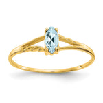 10k Polished 6x Marquise Genuine March/ Aquamarine Birthstone Size 7 Ring