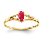 10k Polished 6x Marquise Genuine July/ Ruby Birthstone Size 7 Ring
