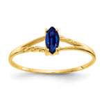 10k Polished 6x Marquise Genuine September/ Sapphire Birthstone Size 7 Ring