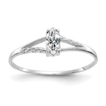 10k White Gold Polished 6x Marquise Genuine April/ White Topaz Birthstone Size 7 Ring
