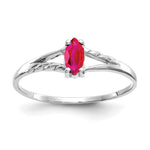 10k White Gold Polished 6x Marquise Genuine July/ Ruby Birthstone Size 7 Ring