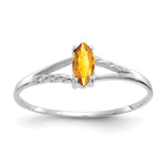 10k White Gold Polished 6x Marquise Genuine November/ Citrine Birthstone Size 7 Ring