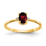 10k Polished 6x Oval Genuine January/ Garnet and Diamond Birthstone Size 7 Ring