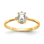 10k Polished Genuine Diamond & White Topaz Birthstone Ring