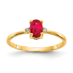10k Polished 6x Oval Genuine July/ Ruby and Diamond Birthstone Size 7 Ring