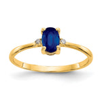 10k Polished 6x Oval Genuine September/ Sapphire and Diamond Birthstone Size 7 Ring