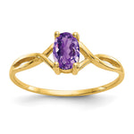 10k Polished 6x Oval Genuine February/ Amethyst Birthstone Size 7 Ring