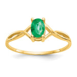10k Polished 6x Oval Genuine May/ Emerald Birthstone Size 7 Ring