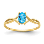 10k Polished 6x Oval Genuine December/ Blue Topaz Birthstone Size 7 Ring