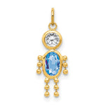 10k March Boy Light Blue Imitation Birthstone Charm