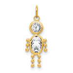 10k April Boy Clear Imitation Birthstone Charm