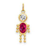 10k July Boy Red Imitation Birthstone Charm