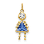 10k September Girl Blue Imitation Birthstone Charm