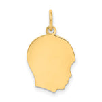 10K Plain Medium .013 Gauge Facing Right 12x Engravable Boy Head Charm