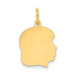 10K Plain Medium .013 Gauge Facing Right Engravable Girl Head Charm
