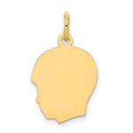 10K Plain Medium .018 Gauge Facing Left 12x Engravable Boy Head Charm