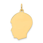 10K Plain Medium .013 Gauge Facing Left 16x Engravable Boy Head Charm