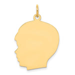 10K Plain Large .018 Gauge Facing Left 20x Engravable Boy Head Charm