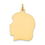 10K Plain Large .018 Gauge Facing Left 19x Engravable Girl Head Charm