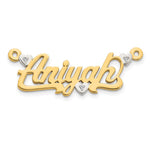 10k Yellow Gold and Rhodium 3D Diamond with Hearts Name Plate