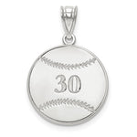 10K White Gold Personalized Baseball Pendant