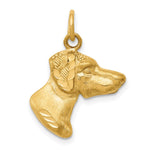 10k Satin Diamond-cut Dog Head Charm