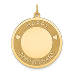 14K HAPPY ANNIVERSARY with Hearts Engravable Disc Charm
