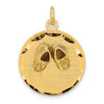 14k Small Solid Engravable Baby Shoes on Disc Charm