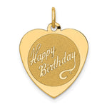14k HAPPY BIRTHDAY Engravable Heart Disc Charm