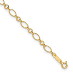 14k Fancy Figaro Link Anklet Plus Heart Dangle Extender