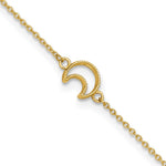 14K Gold Textured and Polished Moon Plus ext. Anklet