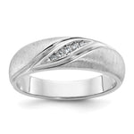 IBGoodman 14k White Gold Men's Polished and Satin 1/15 Carat Lab Grown Diamond Ring