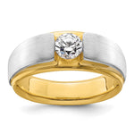 14k Two-tone IBGoodman Men's Polished and Satin Complete Lab Grown VS/SI FG