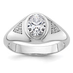 IBGoodman 14k White Gold 1/10 carat Lab Grown Diamond 1 carat Oval Center Semi Mount Men's Ring