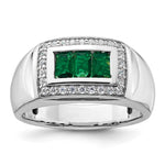 IBGoodman 14k 1/3 carat Lab Grown Diamond VS/SI+ G+ and Created Emerald Complete Men's Ring