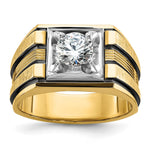 14k Two-tone w/Blk Rhod. IBGoodman Men's Polish/Satin Complete Lab Grown VS