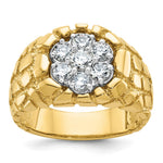 IBGoodman 14k Two-Tone 1 carat Lab Grown Diamond VS/SI+ G+ Complete Men's Textured Cluster Nugget Ring